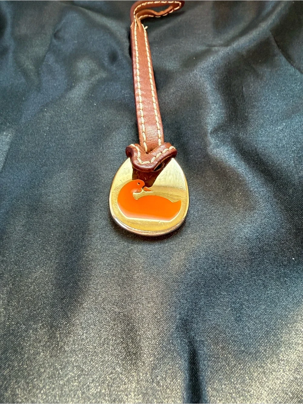 Vintage Dooney & Bourke Orange Enamel Duck Bag Charm / Key Fob